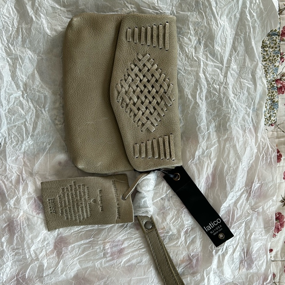 Latico leather wristlet - never used. 5 inches high by 7 inches wide.
